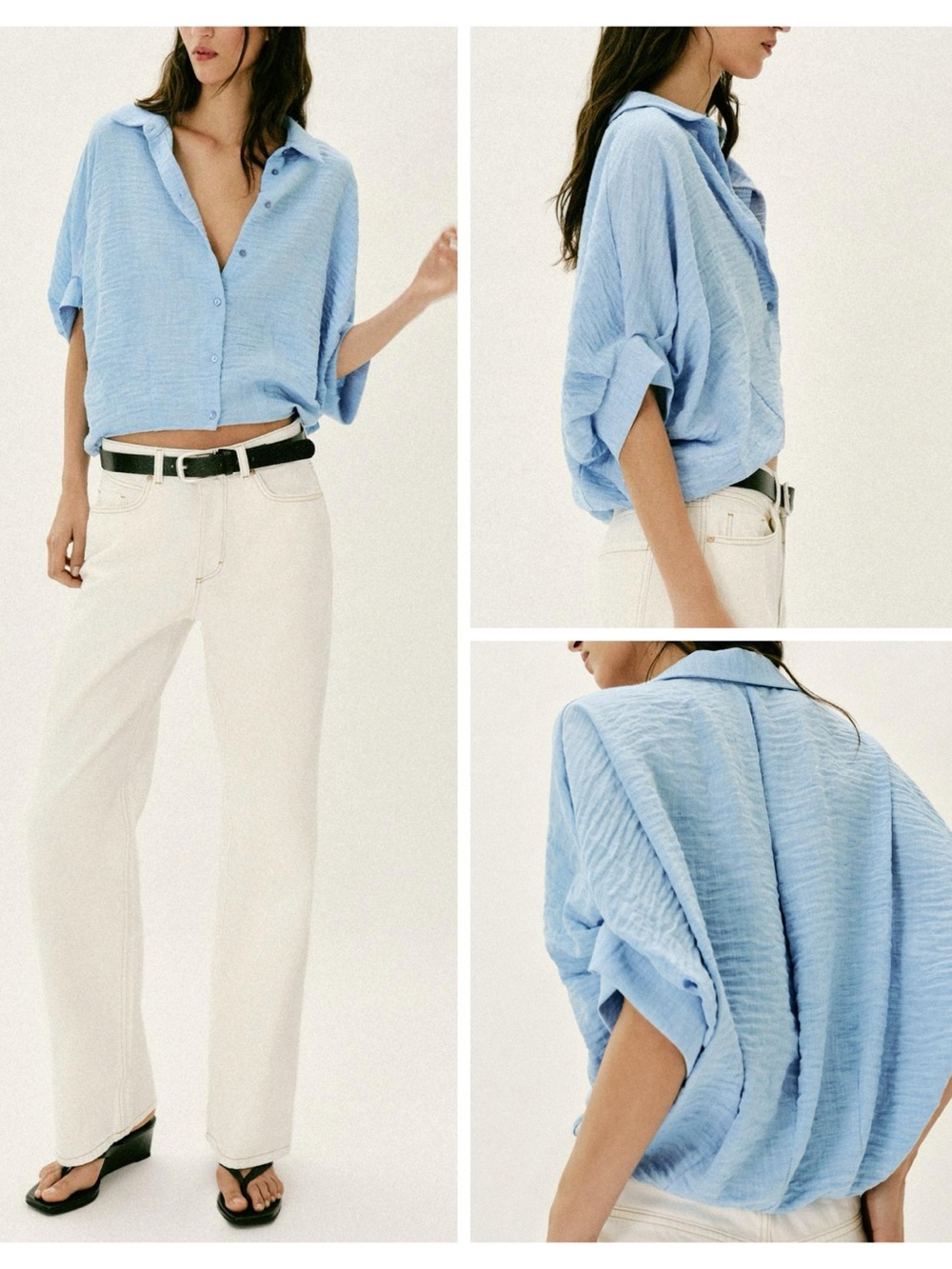 ZARA oversized short sleeve balloon shirt